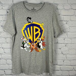 Warner Bros. Looney Tunes Characters Graphic Screen Tee Shirt, Size Large, Gray